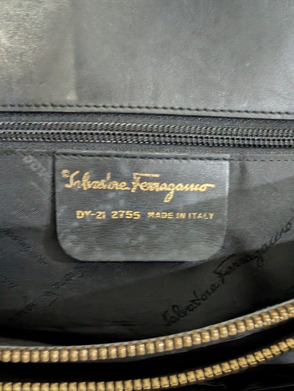Salvatore Ferragamo Black Leather Tote Bag with Gold Hardware - Picture 2 of 7